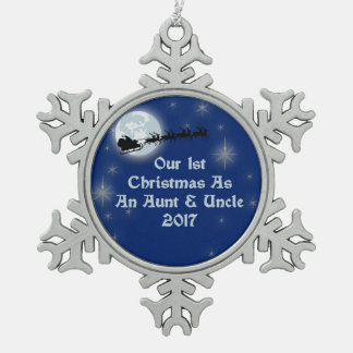 2017 1st Christmas As An Aunt & Uncle Snowflake Pewter Christmas Ornament