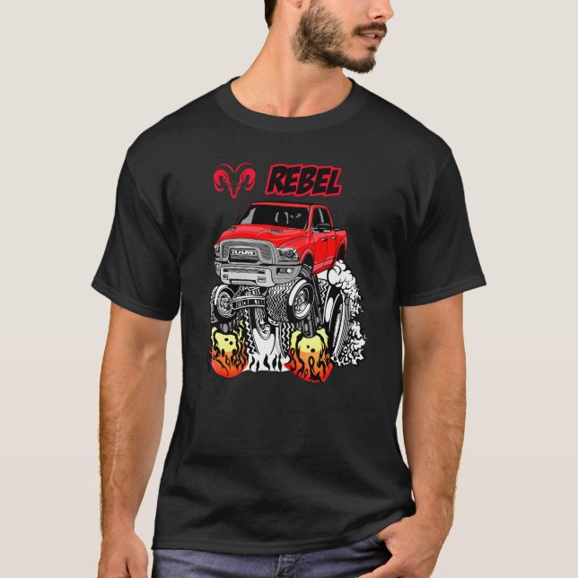 2017-20 Ram Rebel Pickup Truck Cartoon T-Shirt (Front)