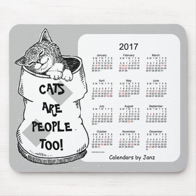 2017 Cat Calendar by Janz Silver Mouse Pad (Front)