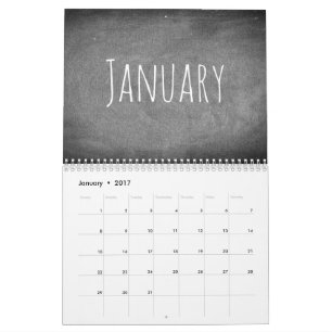 2017 Chalkboard Calendar Black and White Text