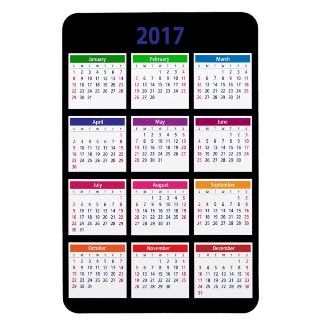 2017 Colour Calendar Customisable Large Magnet (Vertical)
