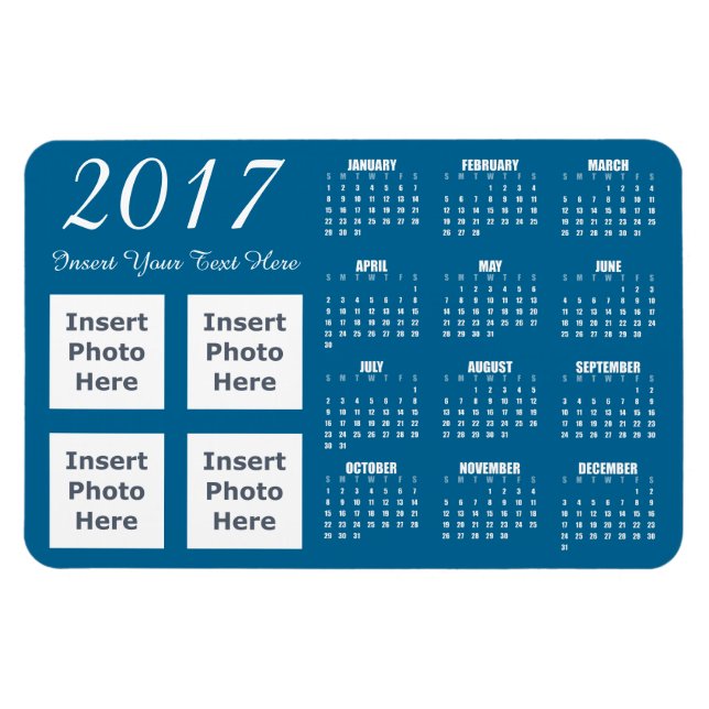 2017 Custom Colour Photo Collage Calendar Magnet (Horizontal)