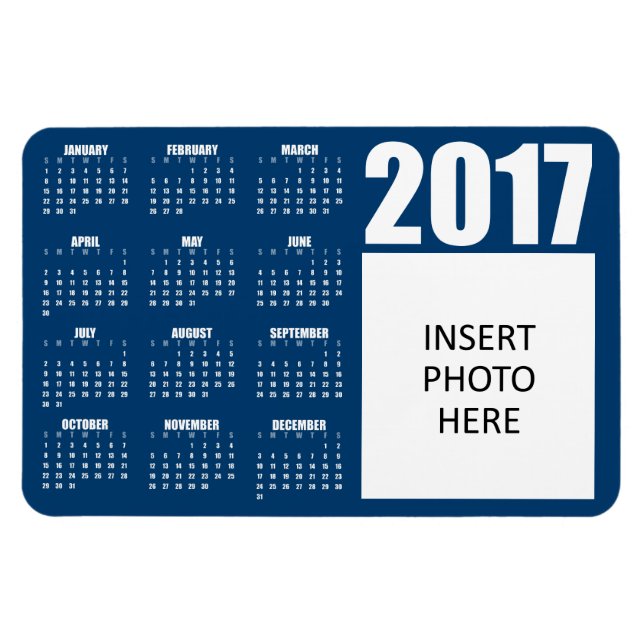 2017 Custom Logo or Photo Calendar Magnet - Blue (Horizontal)