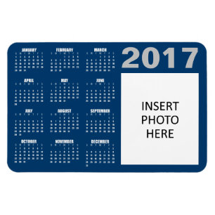 2017 Custom Photo Calendar Magnet - Blue & Grey