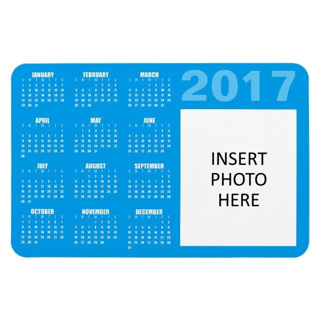 2017 Custom Photo/Logo Calendar Magnet- Ocean Blue Magnet (Horizontal)