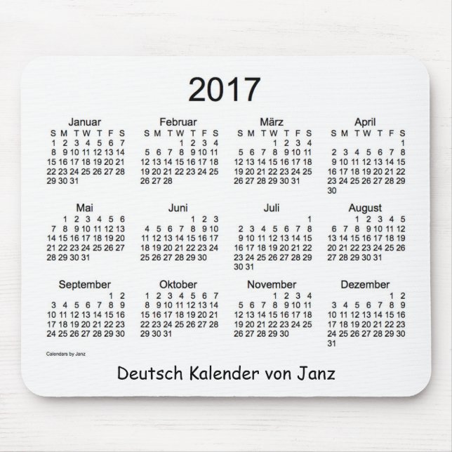2017 Deutsch Kalender Mouse Mat (Front)