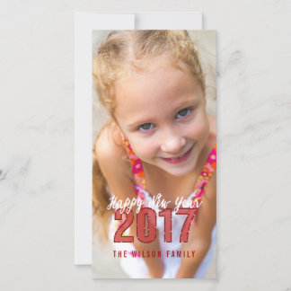 2017 Glitter | Happy New Year Holiday Photo Card
