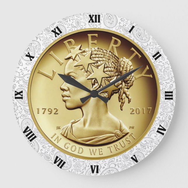 2017 GOLD LADY LIBERTY COIN LARGE CLOCK (Front)