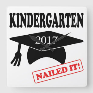 2017 Kindergarten Nailed It Square Wall Clock