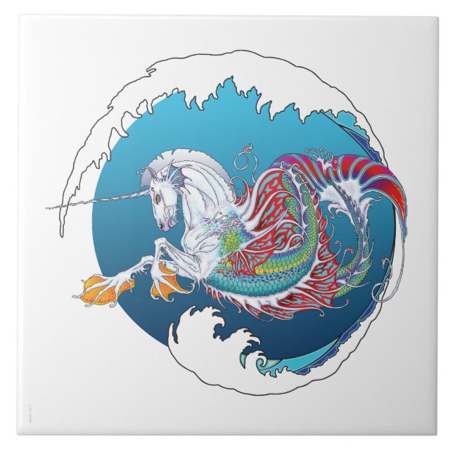 2017 Mink Nest Hippicorn 6" Tile Ocean (Front)