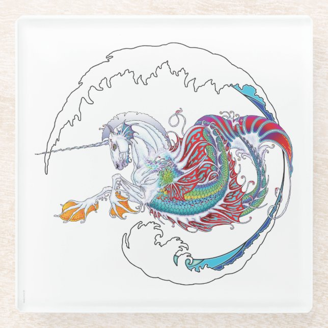 2017 Mink Nest Hippicorn Glass Coaster 3 (Front)