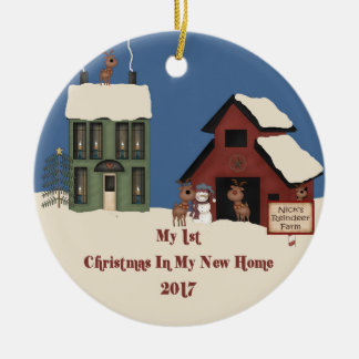 2017 New Home Christmas Reindeer Farm Ceramic Tree Decoration