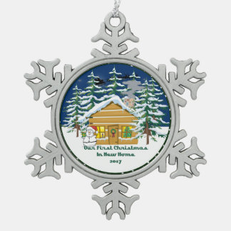 2017 New Home Our 1st Christmas Log Cabin Snowflake Pewter Christmas Ornament