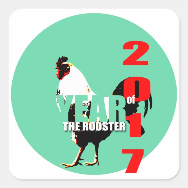 2017 Rooster Year in Green Circle S Sticker (Front)