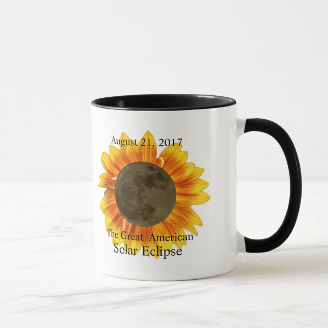 2017 Solar Eclipse Moon and Sunflower Mug (Right)