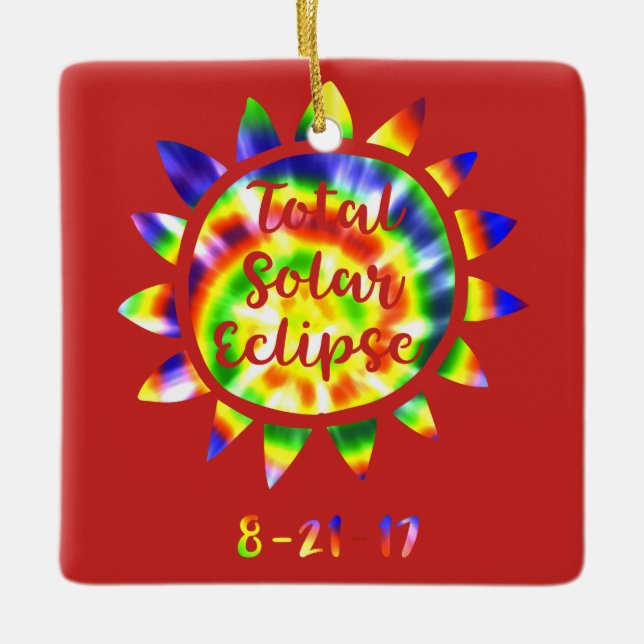 2017 Tie Dye Total Solar Eclipse Xmas Ornament (Front)