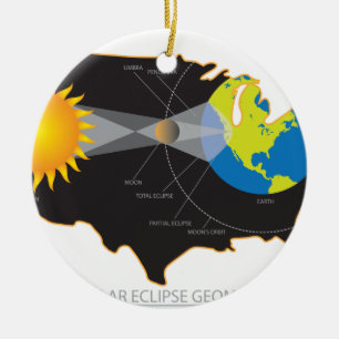 2017 Total Solar Eclipse Across USA Geometry Ceramic Tree Decoration