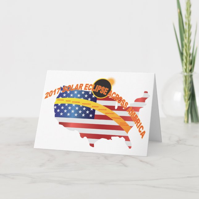2017 Total Solar Eclipse Across USA Map Card (Front)