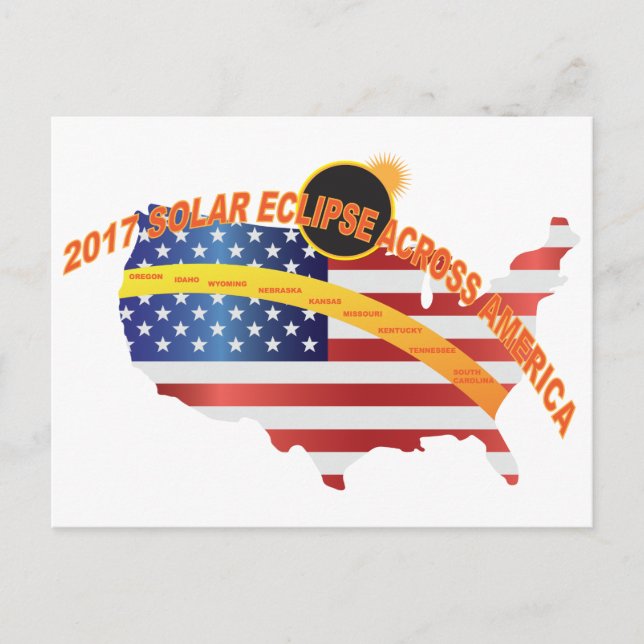 2017 Total Solar Eclipse Across USA Map Postcard (Front)