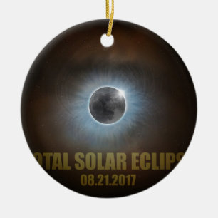2017 Total Solar Eclipse Corona Text Colour Ceramic Tree Decoration