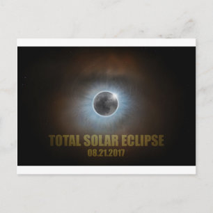 2017 Total Solar Eclipse Corona Text Colour Postcard