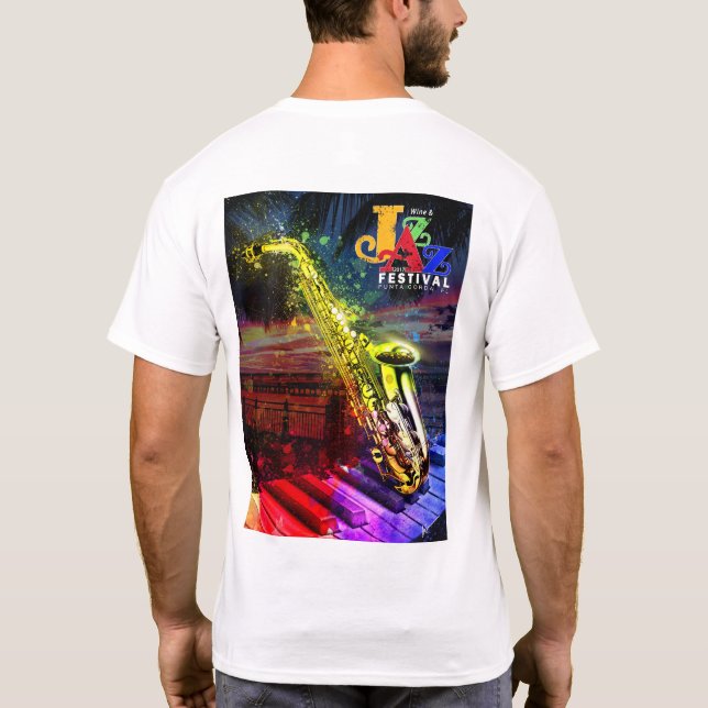 2017 Wine & Jazz Poster design Basic T-Shirt (Back)