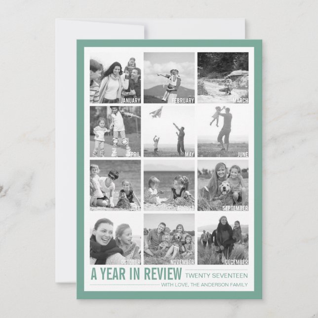 2017 Year in Review 12 Photo Collage Holiday Card (Front)