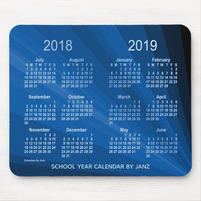 2018-2019 Blue Fan School Year Calendar by Janz Mouse Mat (Front)