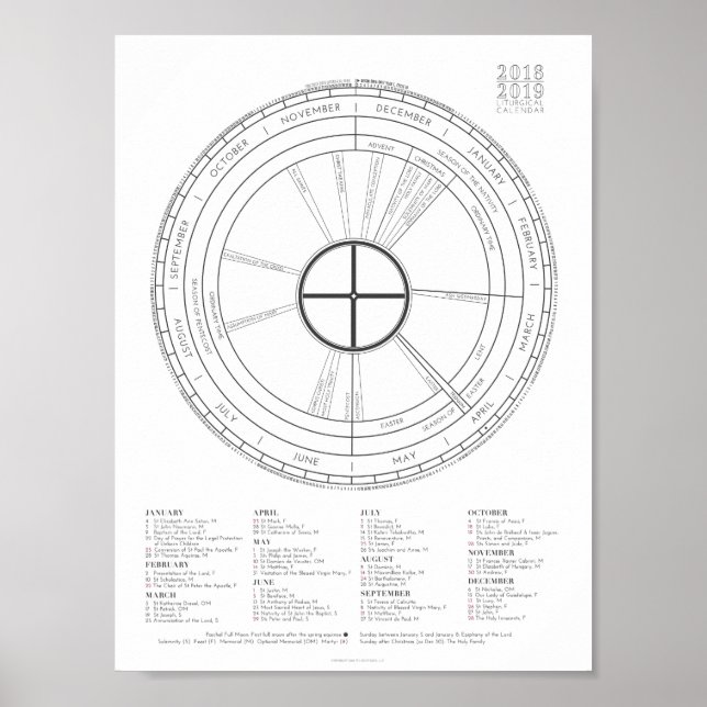 2018-2019 Colour-the-Year Liturgical Calendar NEW! Poster (Front)