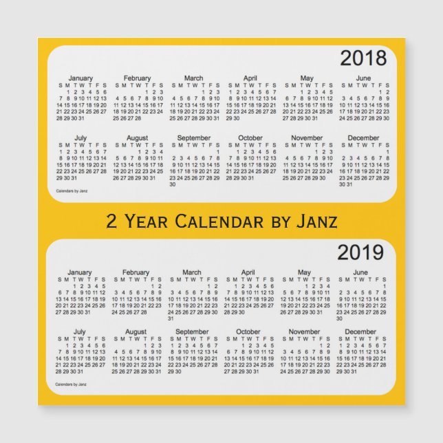 2018-2019 Gold 2 Year Calendar by Janz (Front)