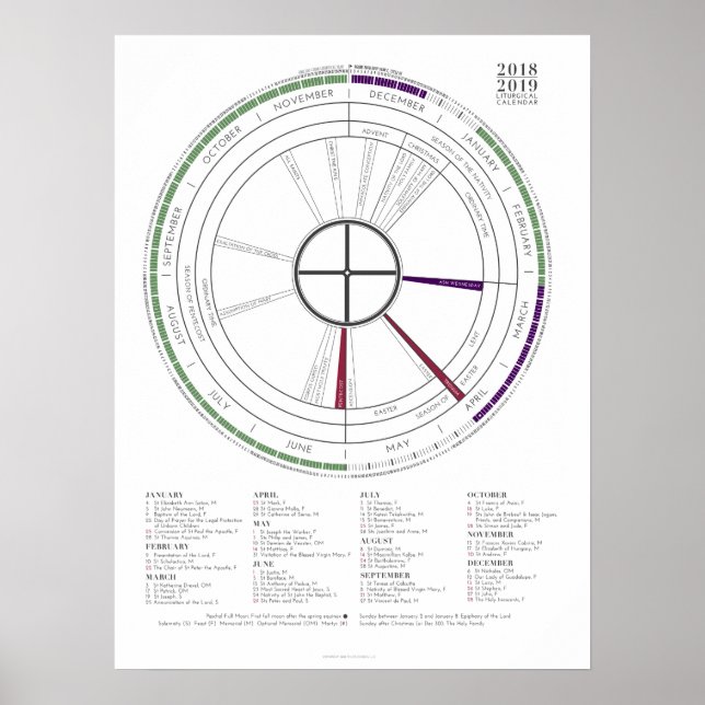 2018-2019 Modern Liturgical Calendar Poster NEW! (Front)