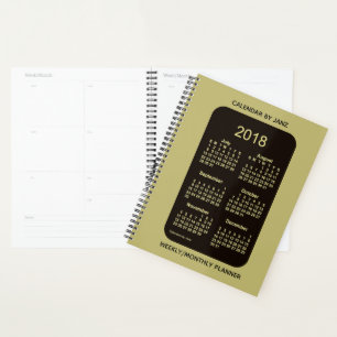 2018-2019 Neon Gold School Year Calendar by Janz Planner