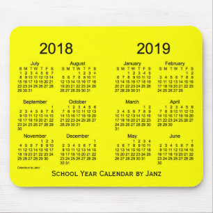 2018-2019 School Year Yellow Calendar by Janz Mouse Mat