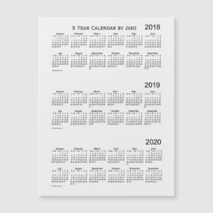 2018-2020 White Smoke 3 Year Calendar by Janz