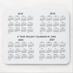 2018-2021 White Smoke Holiday Calendar by Janz Mouse Mat