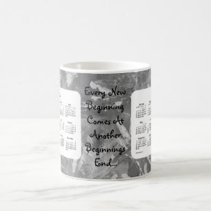 2018 Calendar 2019 New Beginnings Black Coffee Mug