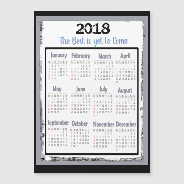 2018 Calendar Magnetic Card for your Refrigerator (Front)