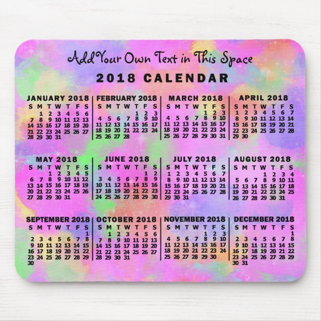 2018 Calendar (See Description for New Version)  Mouse Mat (Front)