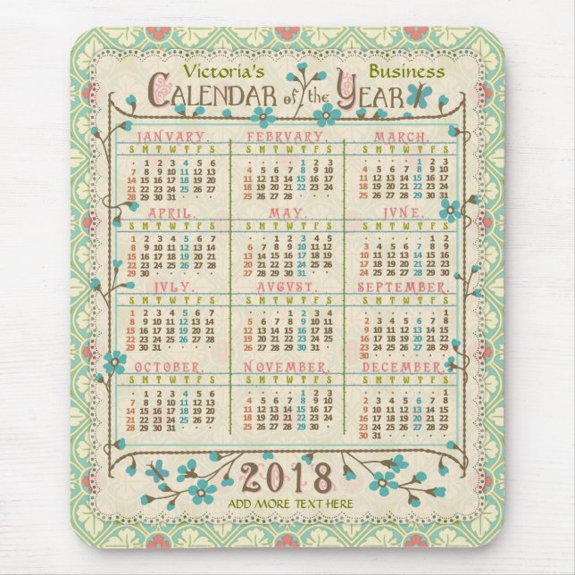 2018 Calendar (See Description for New Version)  Mouse Mat (Front)