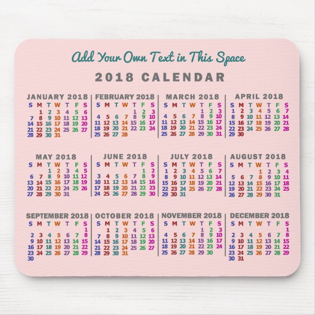 2018 Calendar (See Description for New Version)  Mouse Mat (Front)