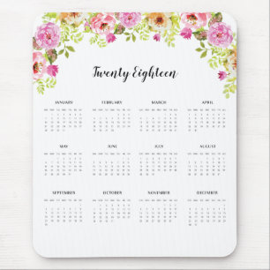 2018 Calendar Spring Flowers Mouse Mat