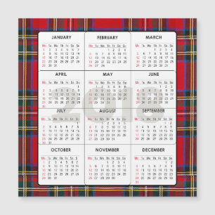 2018 Calendar Square Magnetic Tartan