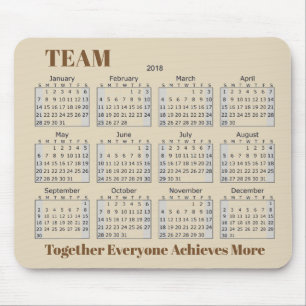 2018 Calendar TEAM Mouse Mat