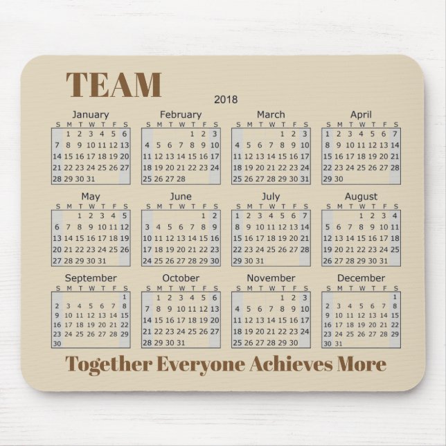 2018 Calendar TEAM Mouse Mat (Front)