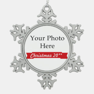 2018 ~ Create Your Own Photo Snowflake Pewter Christmas Ornament