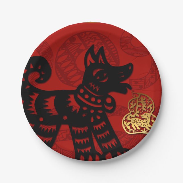 2018 Dog Chinese Year Zodiac Birthday Paper Plate (Front)