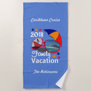 2018 Family Vacation  Cruise Graphic Personalised Beach Towel
