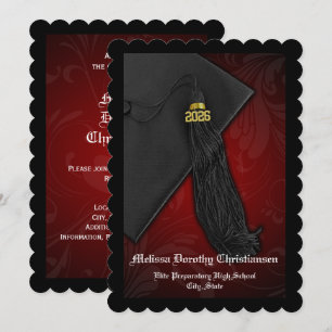 2018 Graduation Red Tassel Charm College Invitation