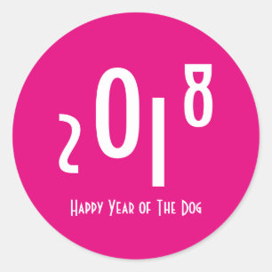 2018 Happy Chinese New Year of The Dog Classic Round Sticker