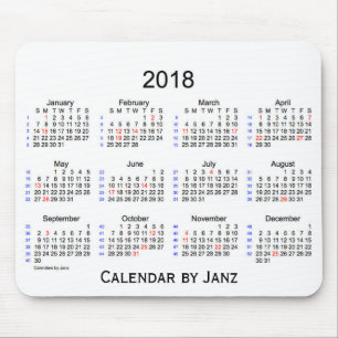 2018 Holiday 52 Weeks White Calendar by Janz Mouse Mat